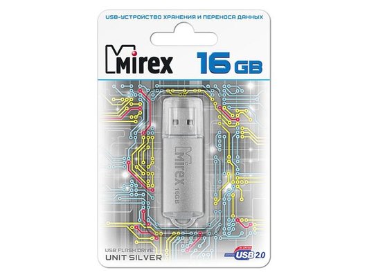 USB Флеш Mirex 16Gb UNIT SILVER (13600-FMUUSI16)